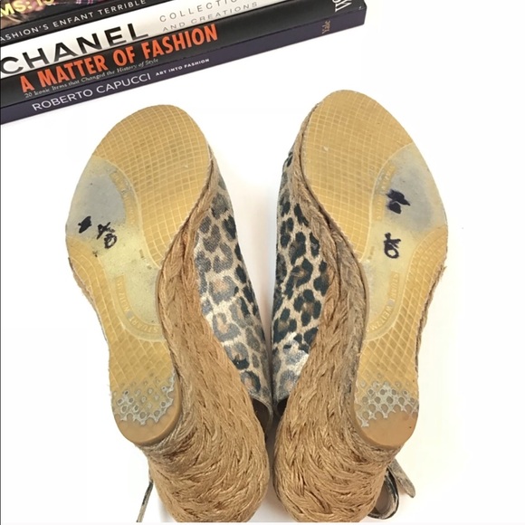 Stuart Weitzman Heels Leopard Print Wedge Sandals - Picture 5 of 8